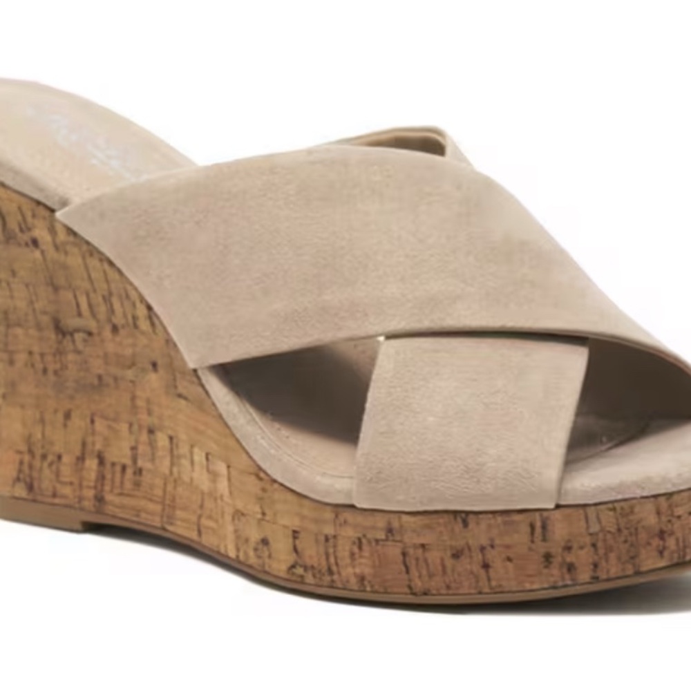 Charles By Charles David Latrice Beige Wedge Sandals